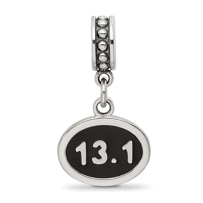 Sterling Silver Reflections Black Enameled Half Marathon Dangle Charm