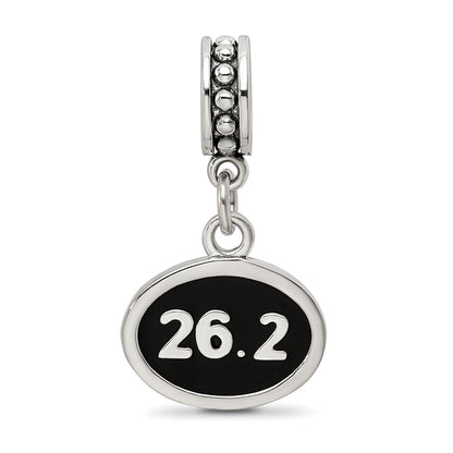 Sterling Silver Reflections Black Enameled Marathon Dangle Charm