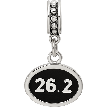 Sterling Silver Reflections Black Enameled Marathon Dangle Charm