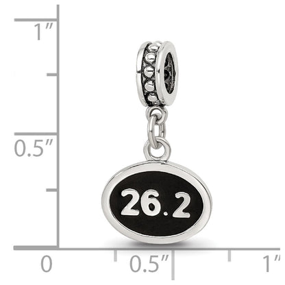 Sterling Silver Reflections Black Enameled Marathon Dangle Charm