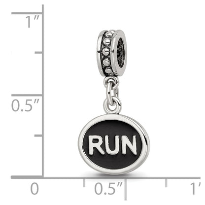 Sterling Silver Reflections Black Enameled Run Dangle Charm