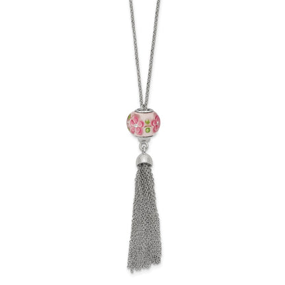 Sterling Silver Reflections Rhodium-plated Tassel 27.5in Necklace