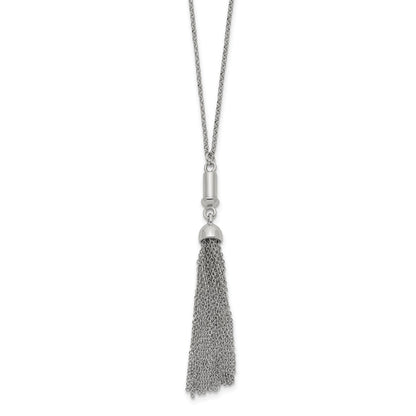 Sterling Silver Reflections Rhodium-plated Tassel 27.5in Necklace