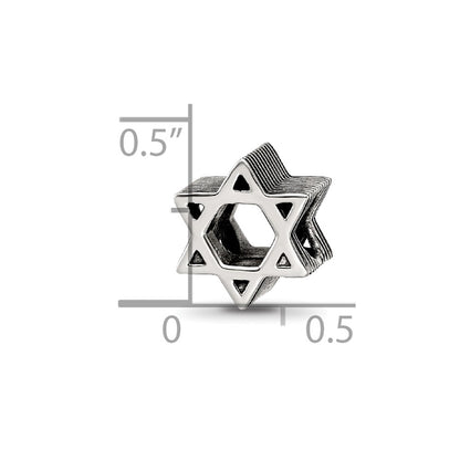 Sterling Silver Reflections Textured Star of David Bead