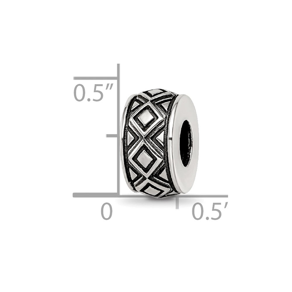 Sterling Silver Reflections Antiqued Diamond Pattern Bead