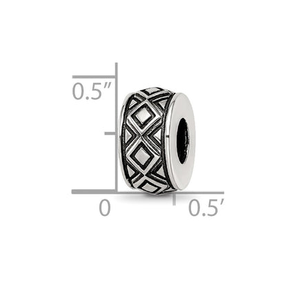 Sterling Silver Reflections Antiqued Diamond Pattern Bead