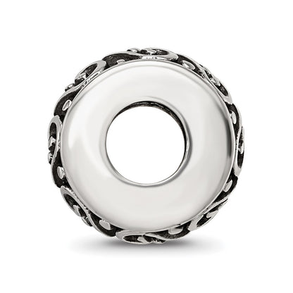 Sterling Silver Reflections Antiqued Heart Pattern Bead