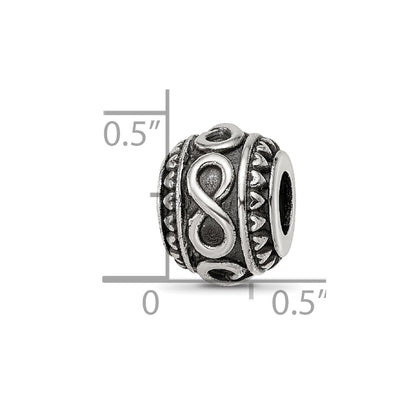 Sterling Silver Reflections Antiqued Infinity & Heart Pattern Bead