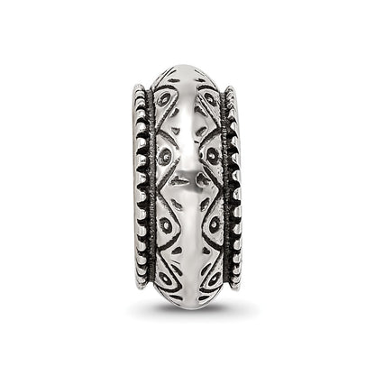 Sterling Silver Reflections Antiqued Aztec Pattern Bead
