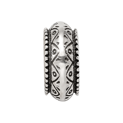 Sterling Silver Reflections Antiqued Aztec Pattern Bead