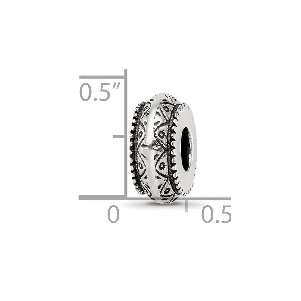 Sterling Silver Reflections Antiqued Aztec Pattern Bead