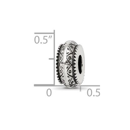 Sterling Silver Reflections Antiqued Aztec Pattern Bead