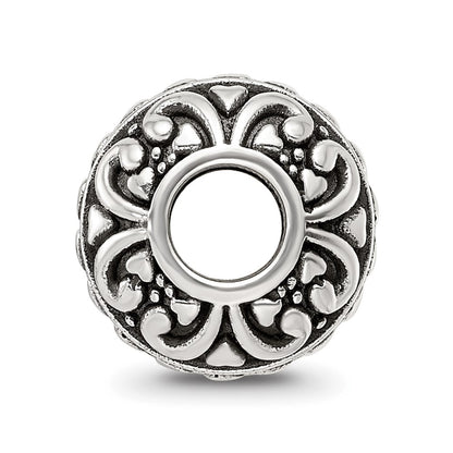 Sterling Silver Reflections Antiqued Small Hearts Pattern Bead