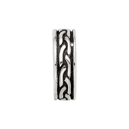 Sterling Silver Reflections Antiqued Small Chain Pattern Bead