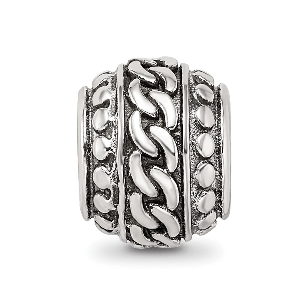 Sterling Silver Reflections Antiqued Large Chain Pattern Bead