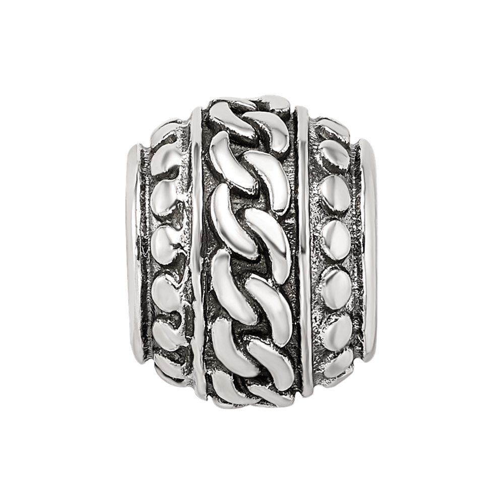 Sterling Silver Reflections Antiqued Large Chain Pattern Bead