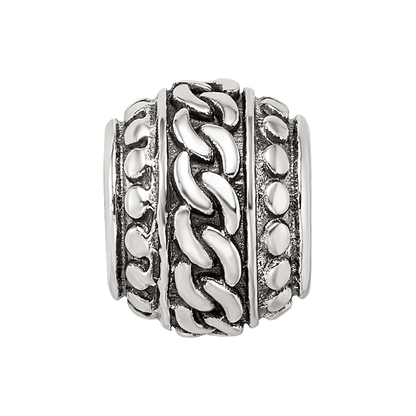 Sterling Silver Reflections Antiqued Large Chain Pattern Bead