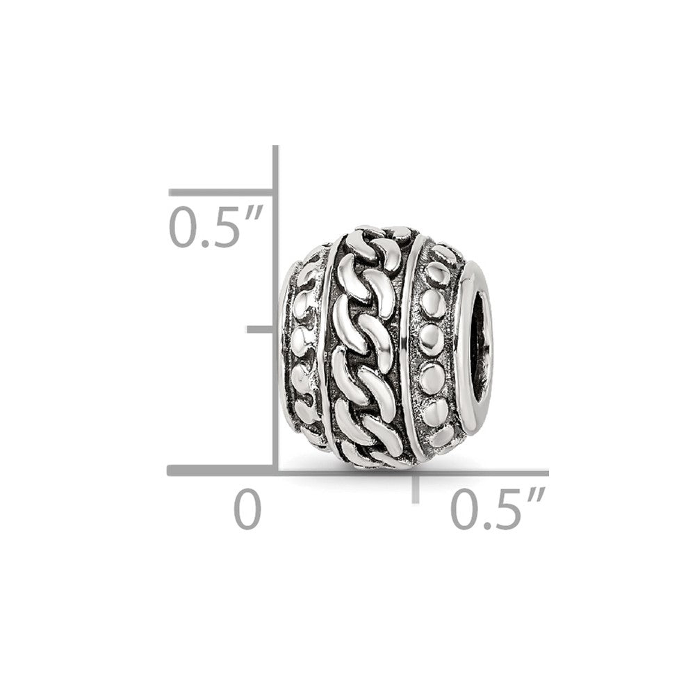 Sterling Silver Reflections Antiqued Large Chain Pattern Bead