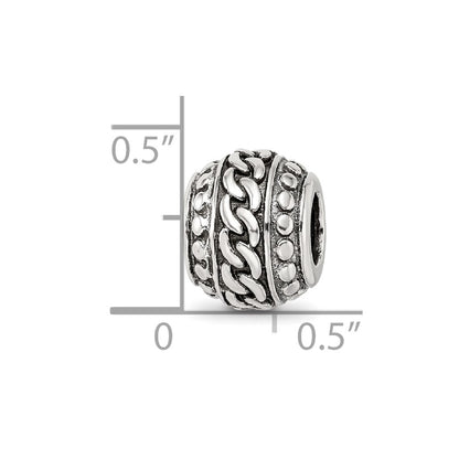 Sterling Silver Reflections Antiqued Large Chain Pattern Bead