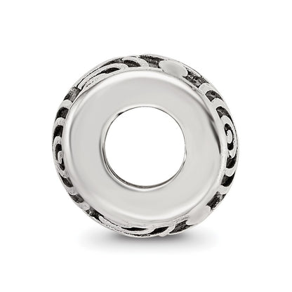 Sterling Silver Reflections Antiqued Circle Swirls Pattern Bead