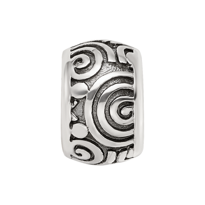 Sterling Silver Reflections Antiqued Circle Swirls Pattern Bead