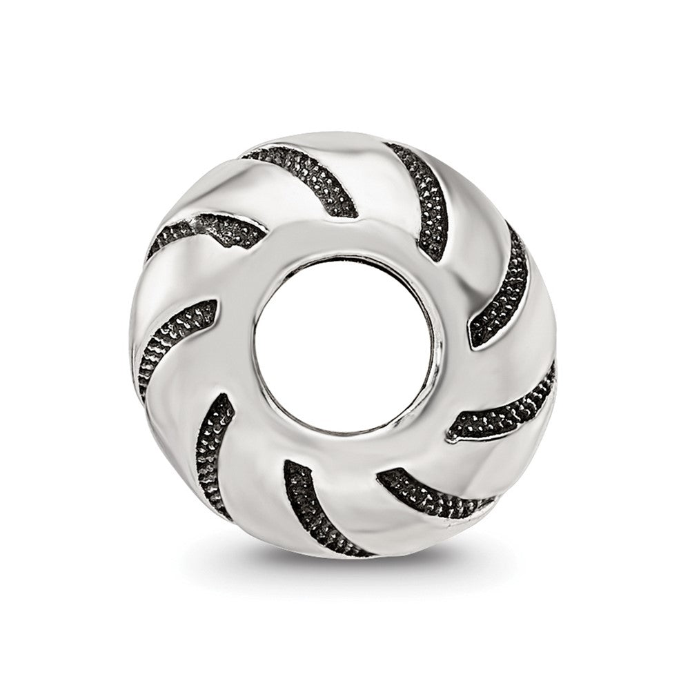 Sterling Silver Reflections Antiqued Swirl Pattern Bead