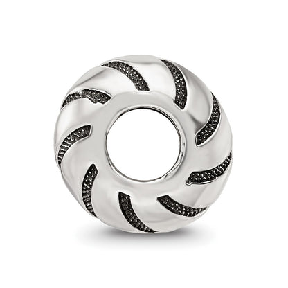 Sterling Silver Reflections Antiqued Swirl Pattern Bead