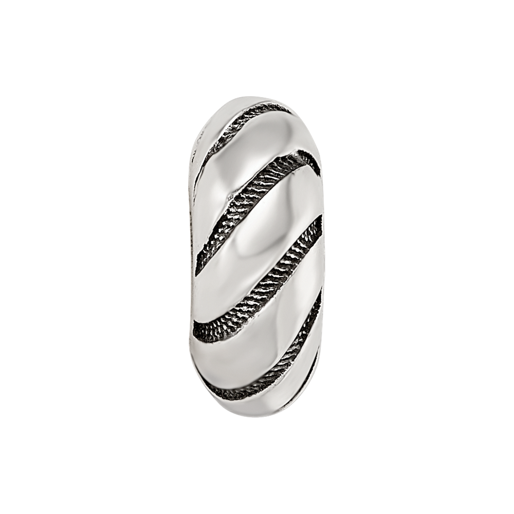 Sterling Silver Reflections Antiqued Swirl Pattern Bead