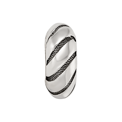 Sterling Silver Reflections Antiqued Swirl Pattern Bead