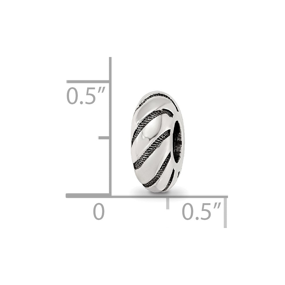 Sterling Silver Reflections Antiqued Swirl Pattern Bead