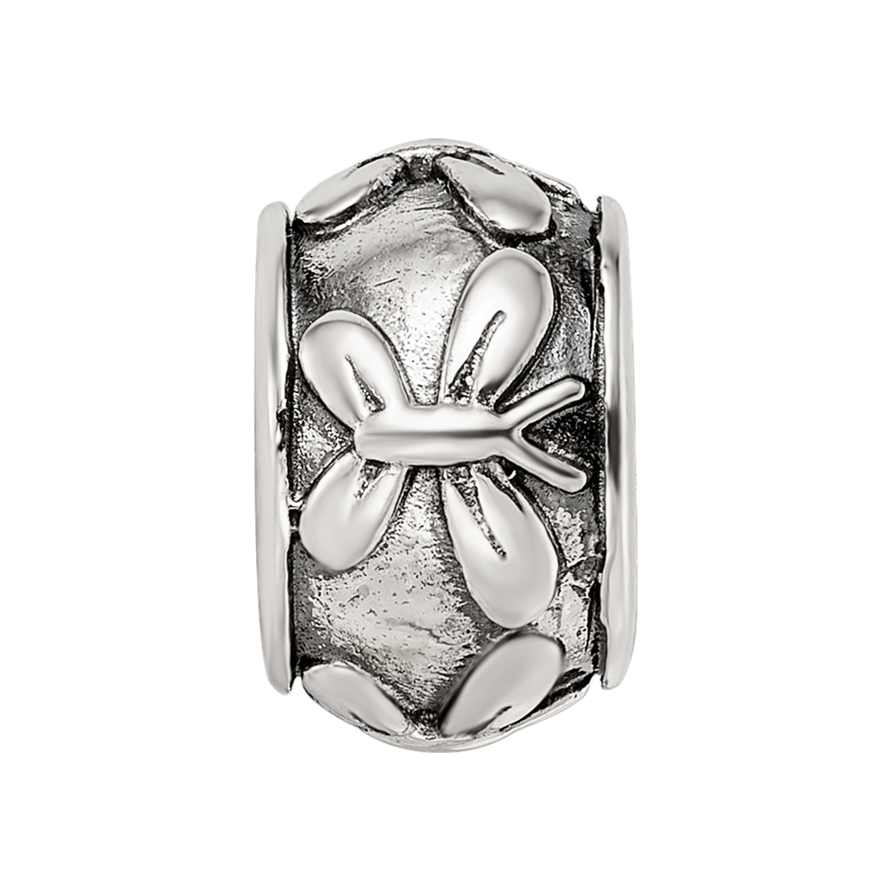 Sterling Silver Reflections Antiqued Butterfly Pattern Bead