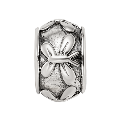 Sterling Silver Reflections Antiqued Butterfly Pattern Bead