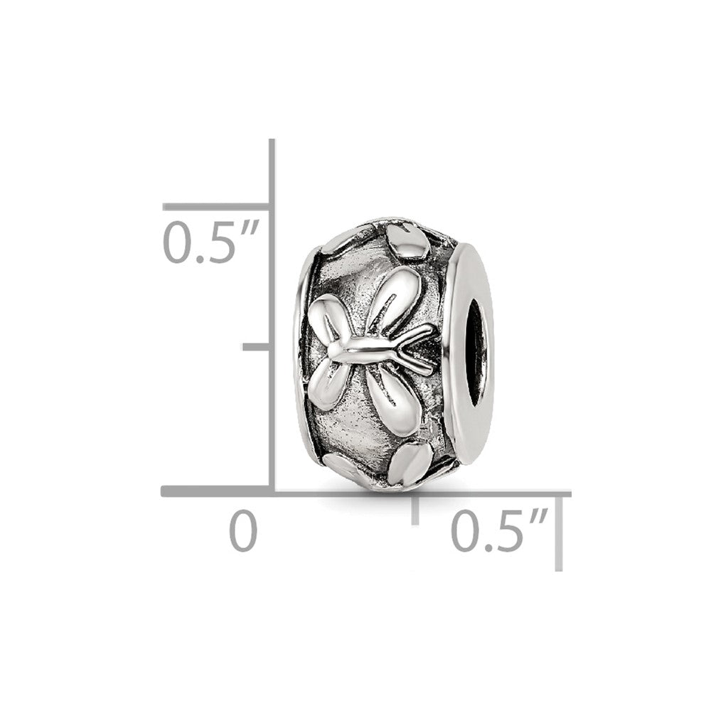 Sterling Silver Reflections Antiqued Butterfly Pattern Bead