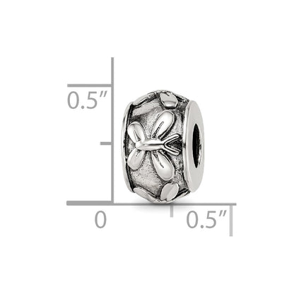 Sterling Silver Reflections Antiqued Butterfly Pattern Bead