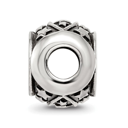 Sterling Silver Reflections Antiqued Snowflakes & Stars Pattern Bead