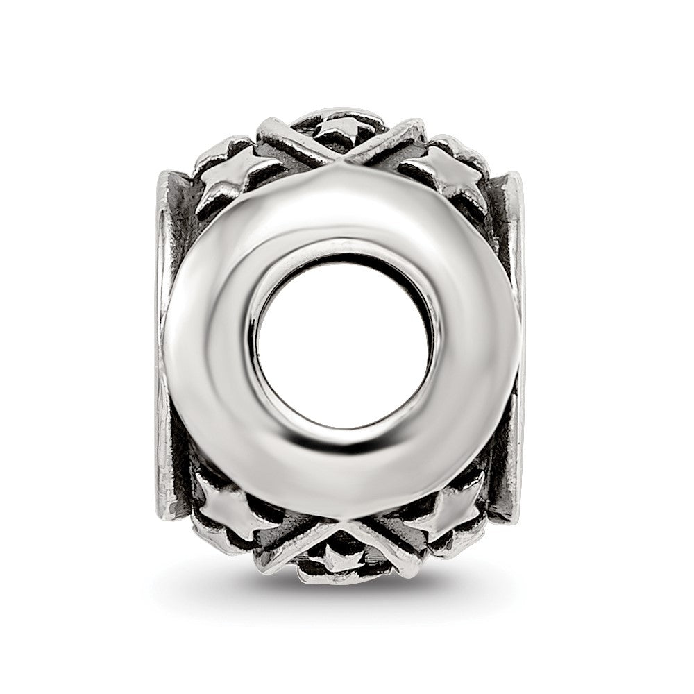 Sterling Silver Reflections Antiqued Snowflakes & Stars Pattern Bead