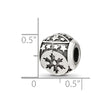 Sterling Silver Reflections Antiqued Snowflakes & Stars Pattern Bead