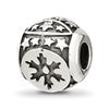 Sterling Silver Reflections Antiqued Snowflakes & Stars Pattern Bead