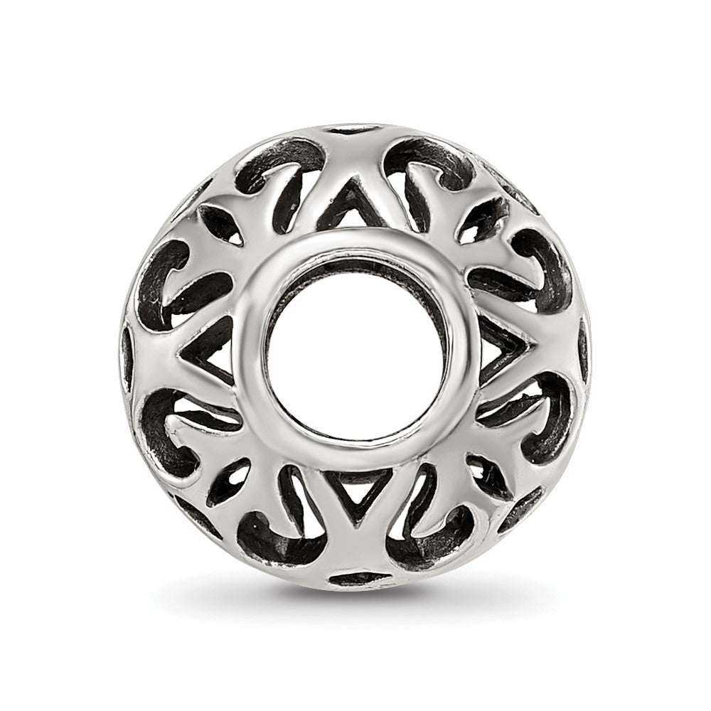 Sterling Silver Reflections Antiqued Hollow Pattern Bead