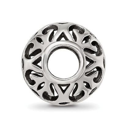 Sterling Silver Reflections Antiqued Hollow Pattern Bead