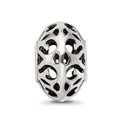 Sterling Silver Reflections Antiqued Hollow Pattern Bead
