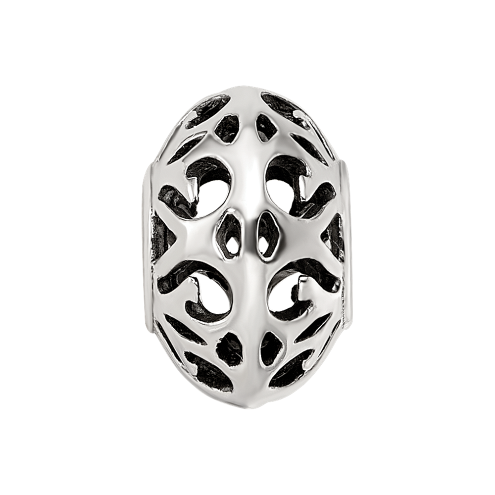 Sterling Silver Reflections Antiqued Hollow Pattern Bead