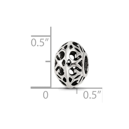 Sterling Silver Reflections Antiqued Hollow Pattern Bead