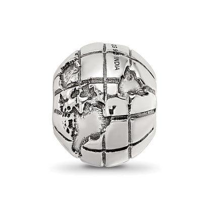 Sterling Silver Reflections Antiqued Globe Pattern Bead
