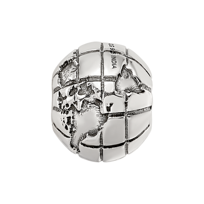 Sterling Silver Reflections Antiqued Globe Pattern Bead