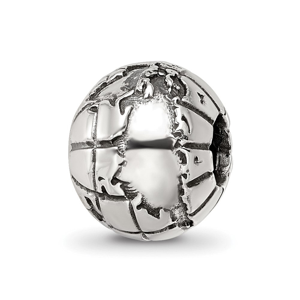Sterling Silver Reflections Antiqued Globe Pattern Bead