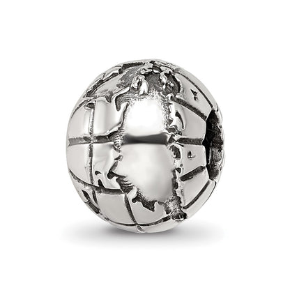 Sterling Silver Reflections Antiqued Globe Pattern Bead