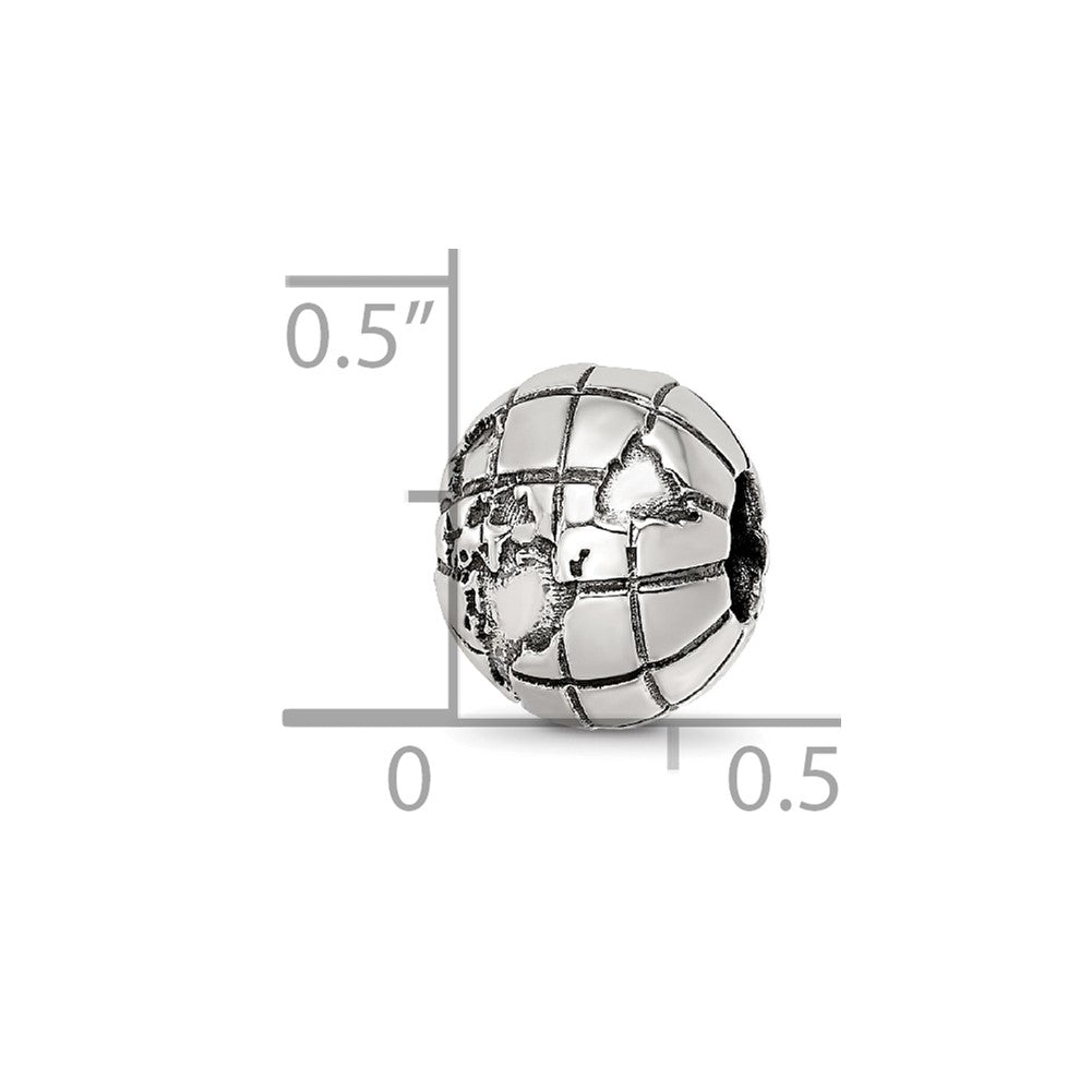 Sterling Silver Reflections Antiqued Globe Pattern Bead