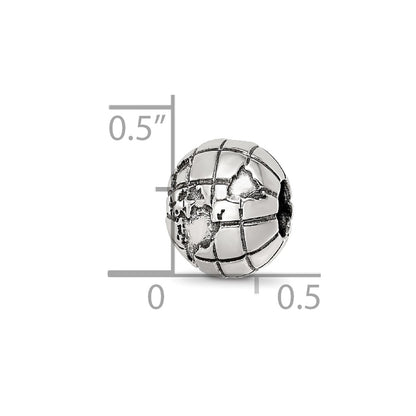 Sterling Silver Reflections Antiqued Globe Pattern Bead