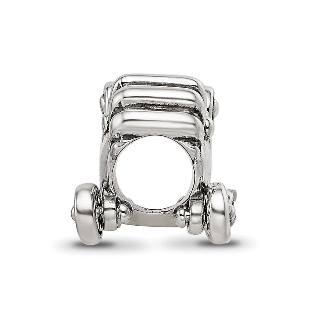 Sterling Silver Reflections Antiqued Baby Carriage Moveable Wheels Bead